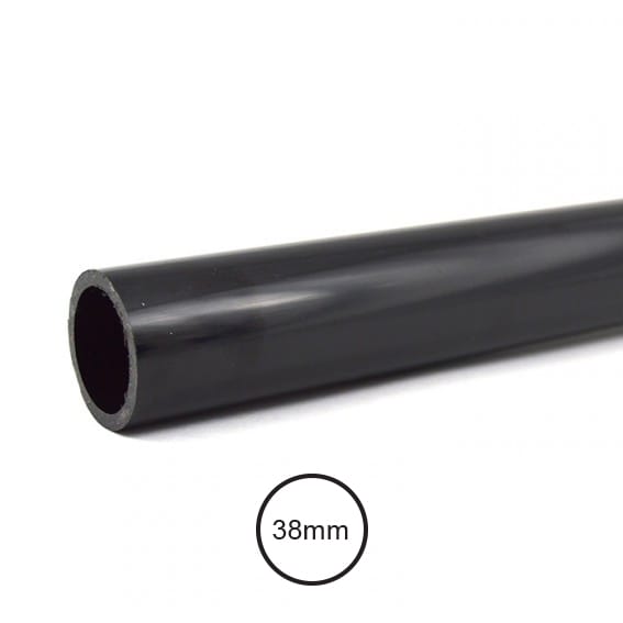بايب 38مم  * 2.2مم  بلاستيك  (PVC)  بي في سي لون أسود (خط ازرق ) عدساني<br>عدد 20 بايب / 60 متر