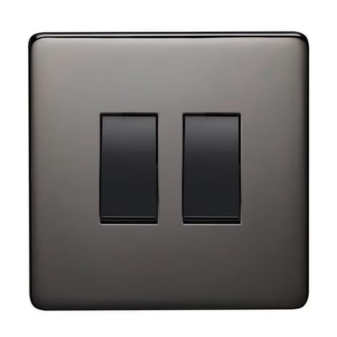 مفتاح إنارة  ثنائي 2 واي معدني أسود  (كرابتري بلاتينيوم) 5512/BKN