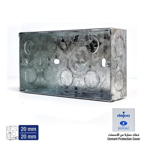 صندوق حديد GI-BOX، 3x6in مجلفن سماكة 0.9 مم، 20/20 مم، مزود بحماية للتأريض.