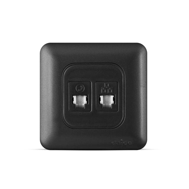 مقبس الهاتف والقمر الصناعي، RJ11 وRG6، DJWC605PMMM، أوركيد - أسود، داجكو.