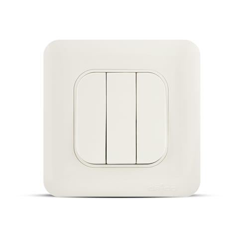 مفتاح إنارة ثلاثي 2 واي أبيض مقاس 3x3 - سعودي