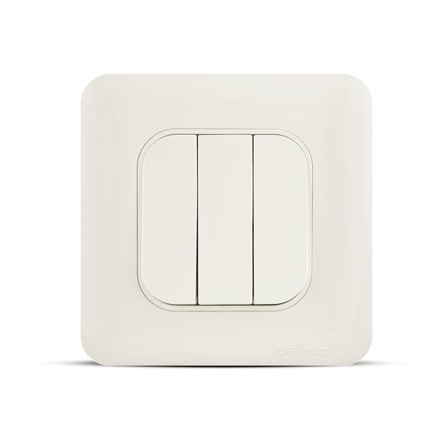 مفتاح إنارة ثلاثي 2 واي أبيض مقاس 3x3 - سعودي